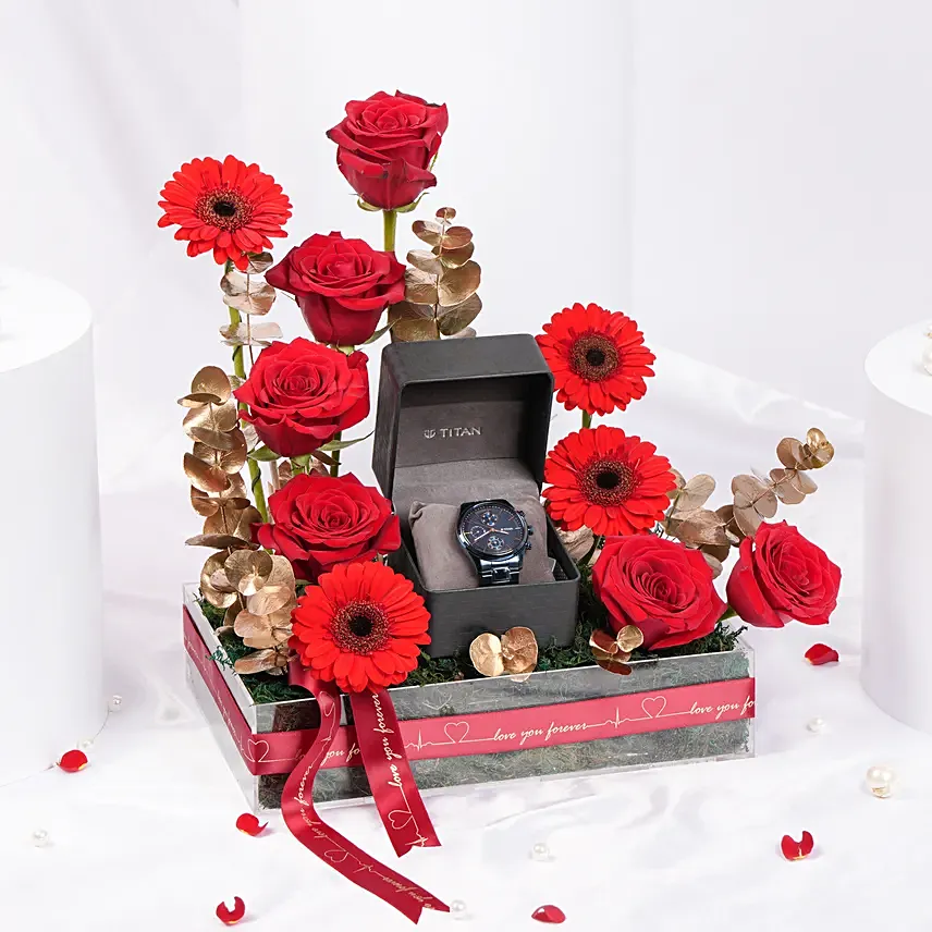 Titan Watch Blue Dial Gift For Him: 