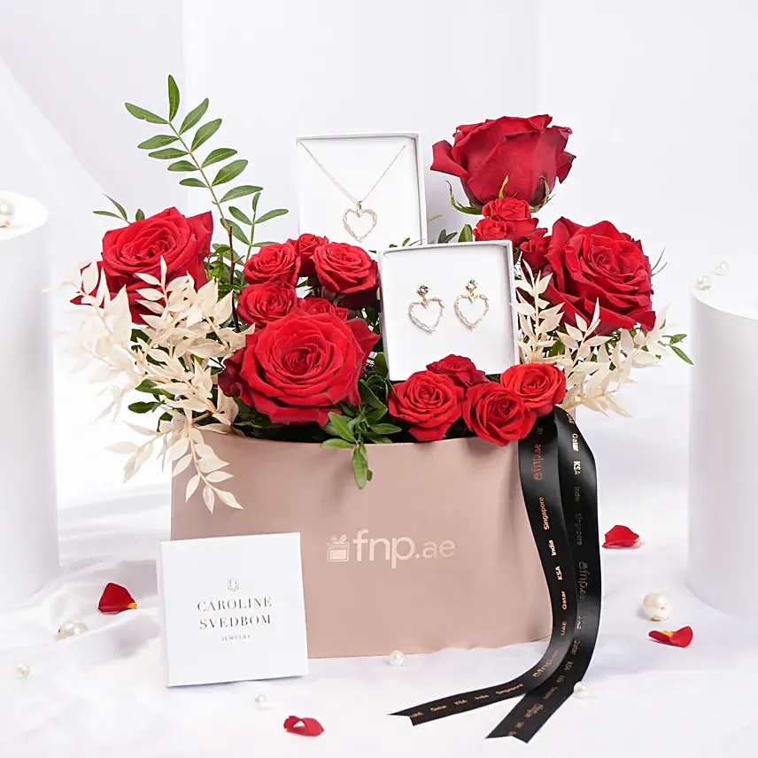 Caroline Svedbom Baguette Heart Jewelery Gift Set For Her: Gifts for Girlfriend