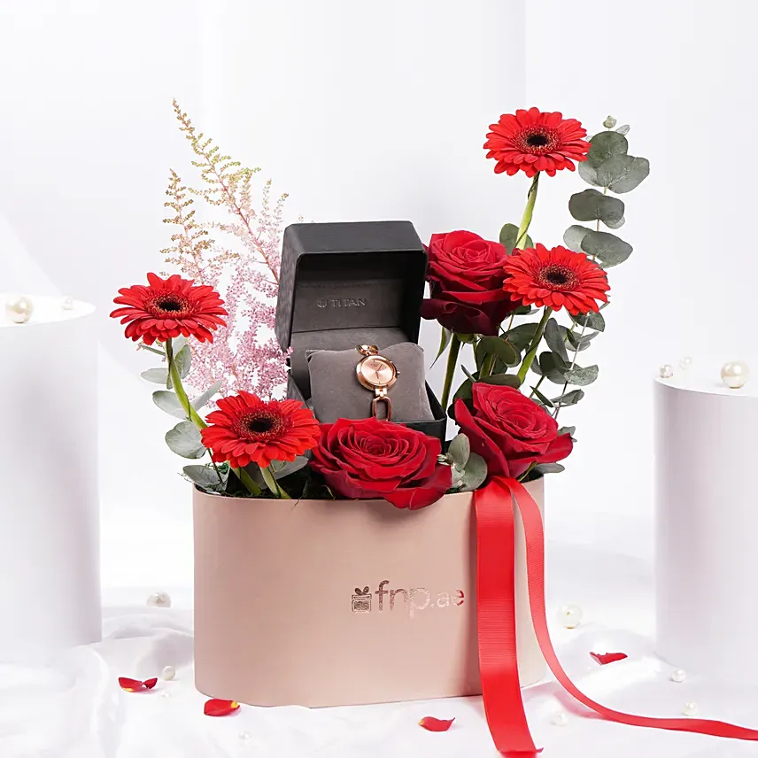 Love Symphony Titan Raga Watch And Flowers For Her: 