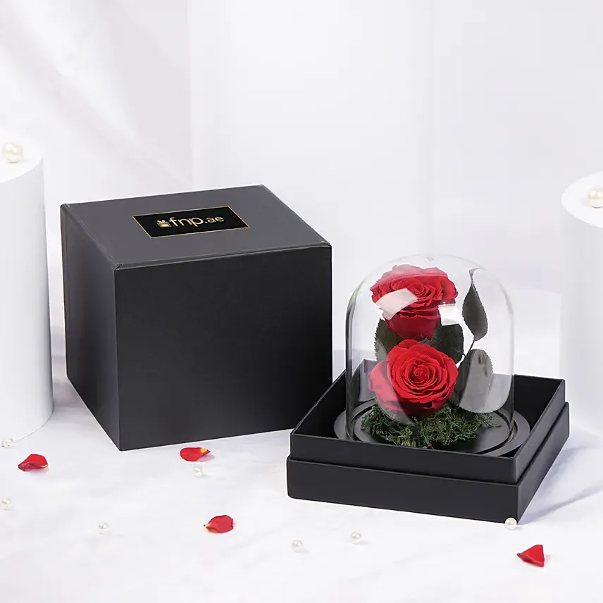 Red Forever Rose Duo in PremiumBox: Hug Day Gifts