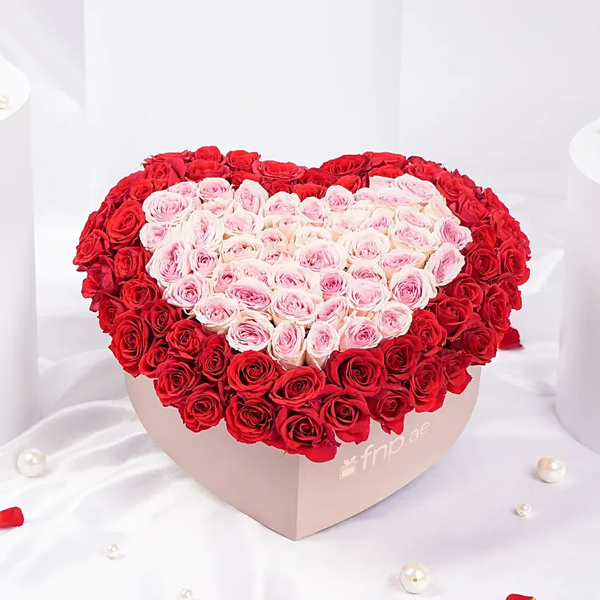 Roses Symphony Heart Shape Box: Pink Rose Bouquets