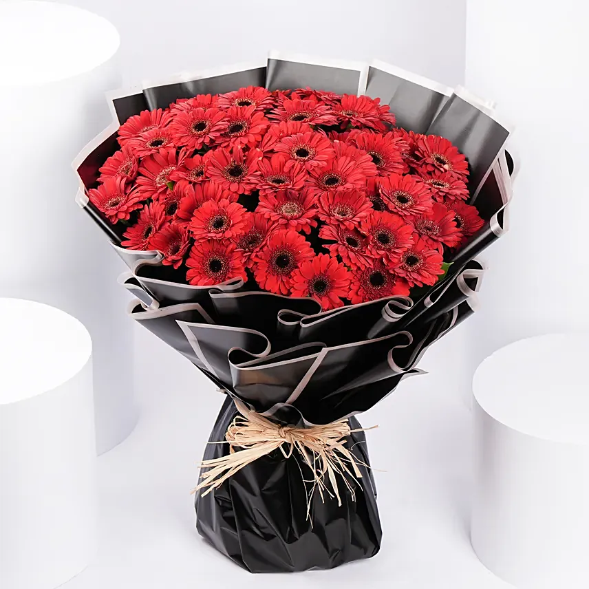 50 Red Gerbera Bouquet: Gerberas Flower Bouquets