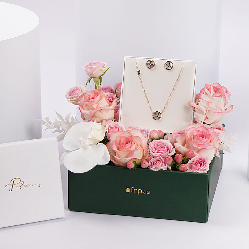 Mother of Pearl Floral Jewellery Set Gift Tray For Her: Police Accessories