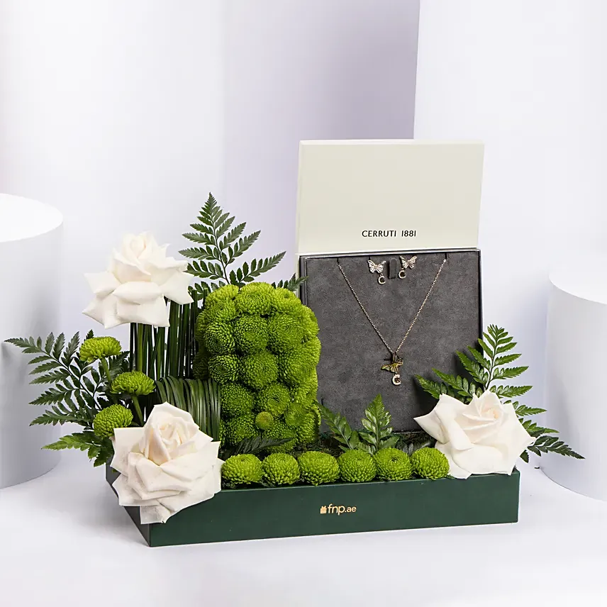 Cerruti 1881 Butterfly Earring and Necklace Gift Set For Her: 