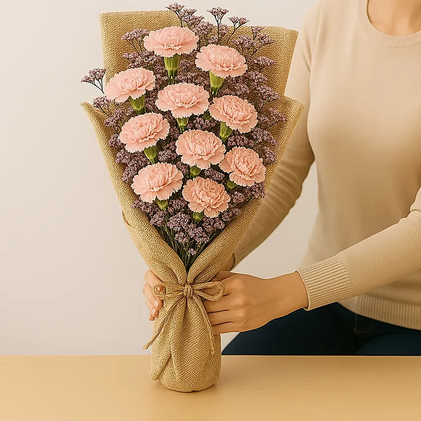 Lovely Pink Carnations Bouquet: Flowers