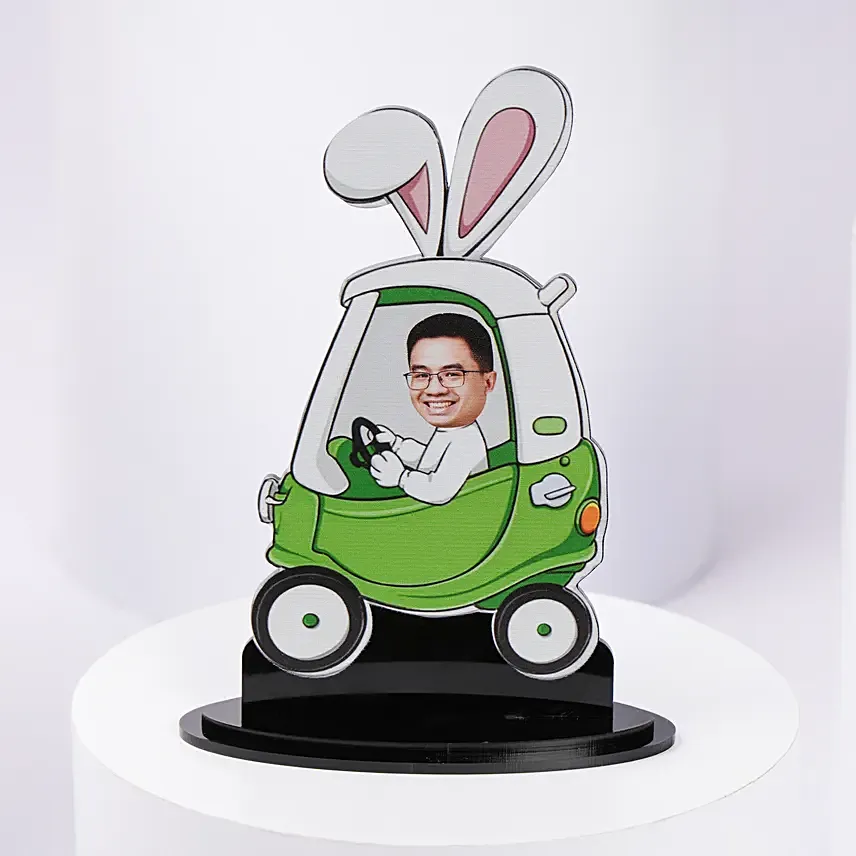 Personlized Easter Rabbit Car Caricature: Personalised Easter Gifts