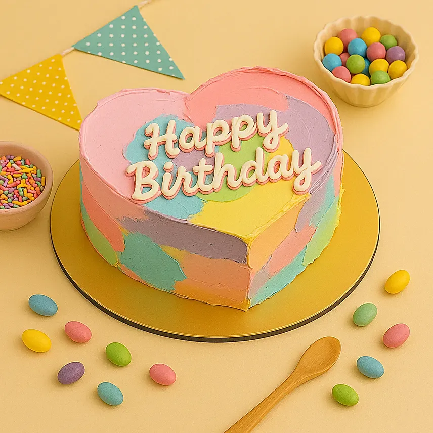 Colorful Heart Shaped Birthday Cake: Birthday Cakes for Women