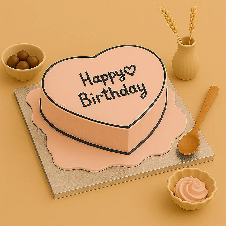 Heart Shaped Chocolate Cartoon Cake: Cakes Delivery for Wife