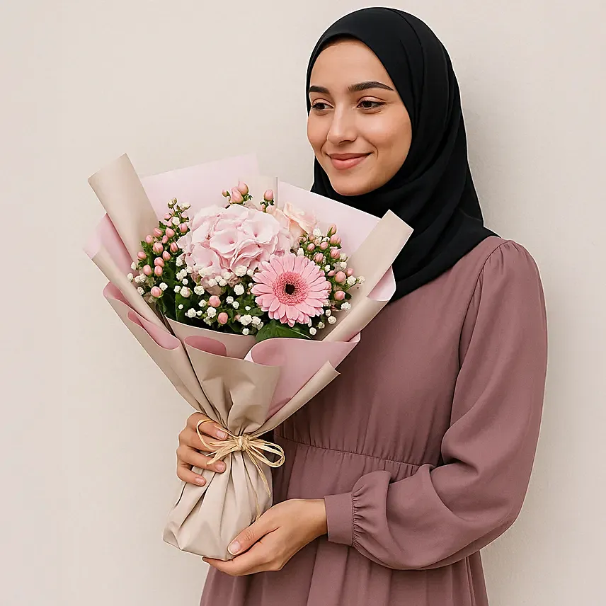 Pink Beauty Flower Bouquet: Daughters Day Gifts