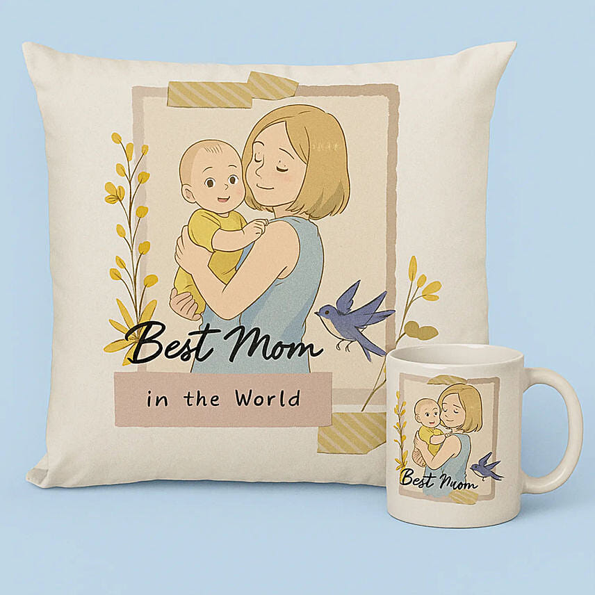 Ghibli Style Best Mom Mug And Cushion Combo: Personalised Ghibli