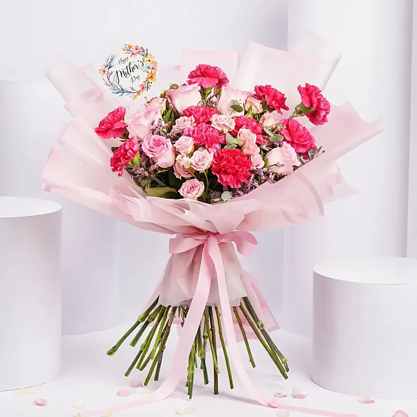 Carnations And Roses Bouquet For Mother: Mother's Day Flowers