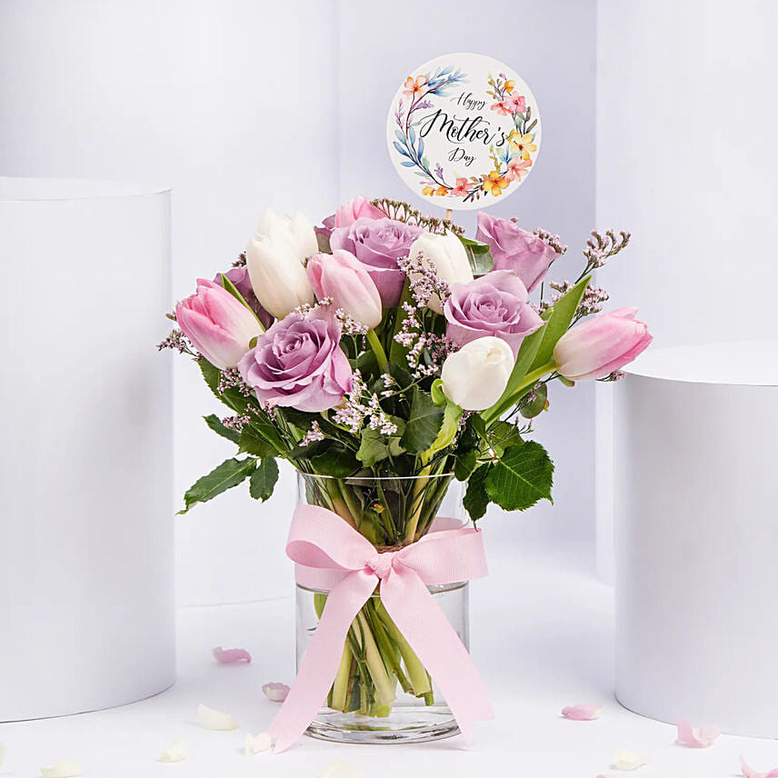 Tender Love Roses And Tulips: Mother's Day Flowers