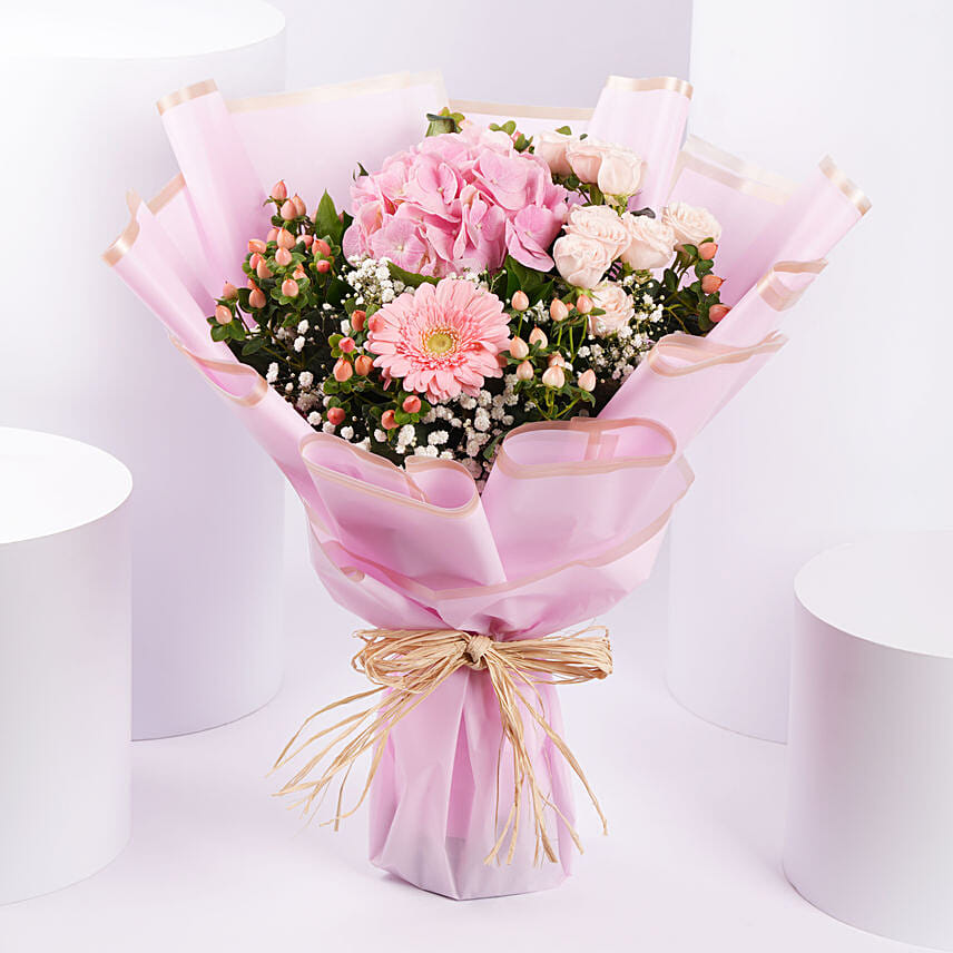 Pink Beauty Flower Bouquet: Hydrangeas