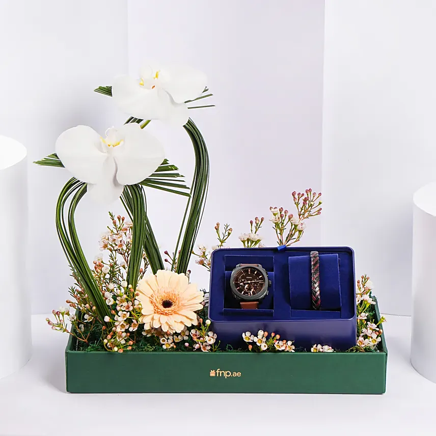 Fossil Brown Leather Watch And Bracelet Set: Fossil Watches