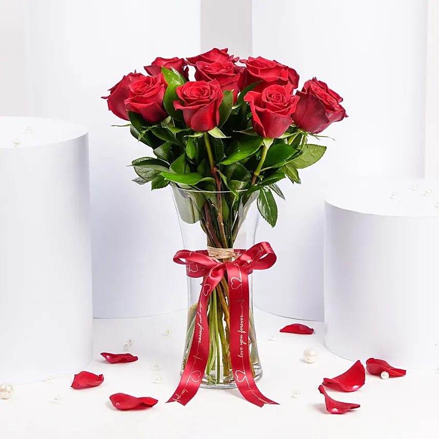 12 Roses Affection Arrangement: Send Flowers to Lebanon