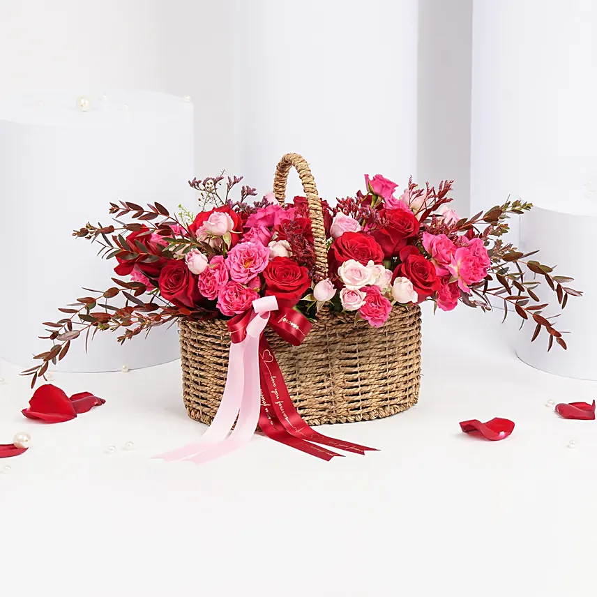 Gorgeous Roses Basket: Send Flowers to Lebanon