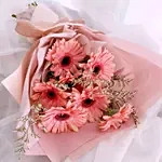 Elegant Pink Gerberas Beautifully Tied Bouquet