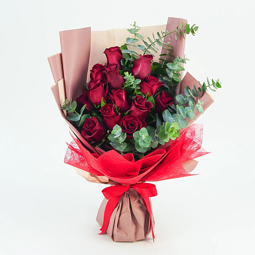 13 Red Roses Bouquet: Anniversary Flowers 