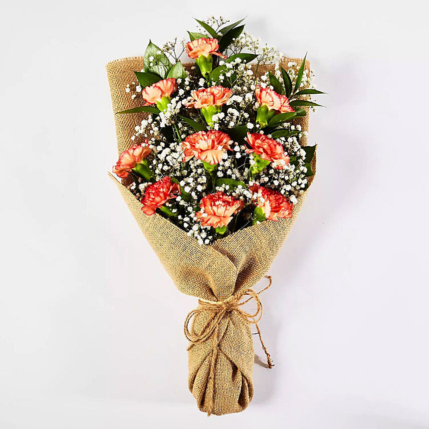 Lovely Orange Carnations Bouquet: 