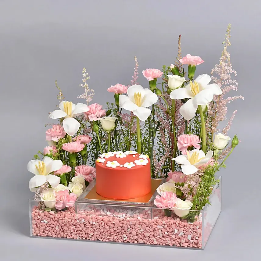 Hues Of Pink Combo:  Cake Delivery Oman