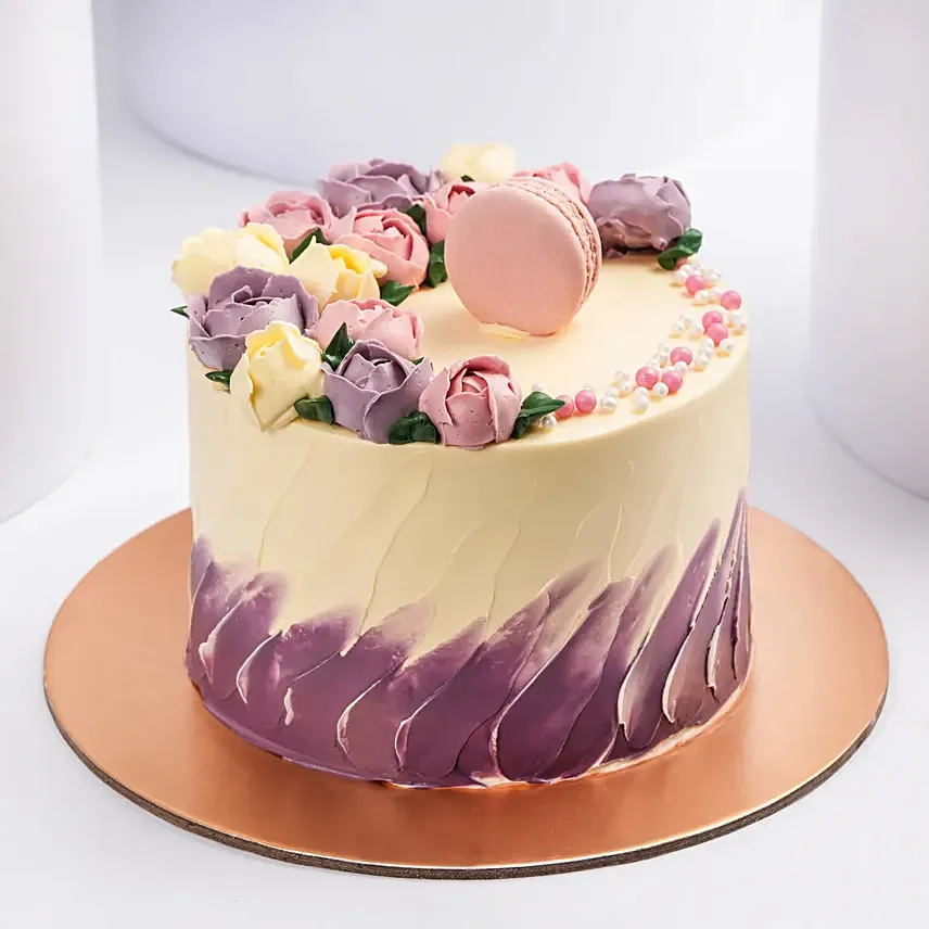 Flowers And Macaroons Chocolate Cake: Send Gifts to Oman