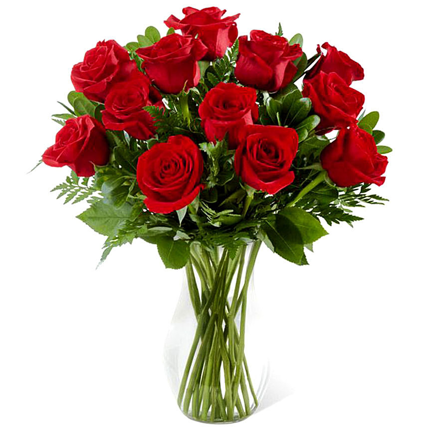 Red Rose Vase: Pakistan Gift 