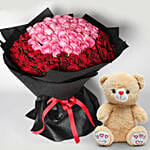 Teddy And 150 Roses Bouquet