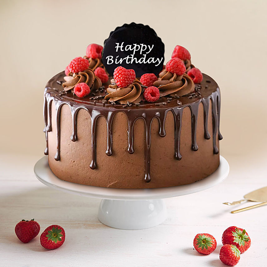 Dripping Chocolate Birthday Cake: 