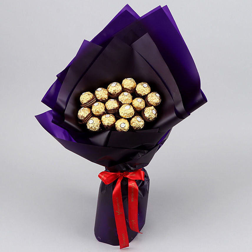 Elegant Blue Ferrero Rocher Bouquet: Send Ferrero Rocher Chocolates to Qatar