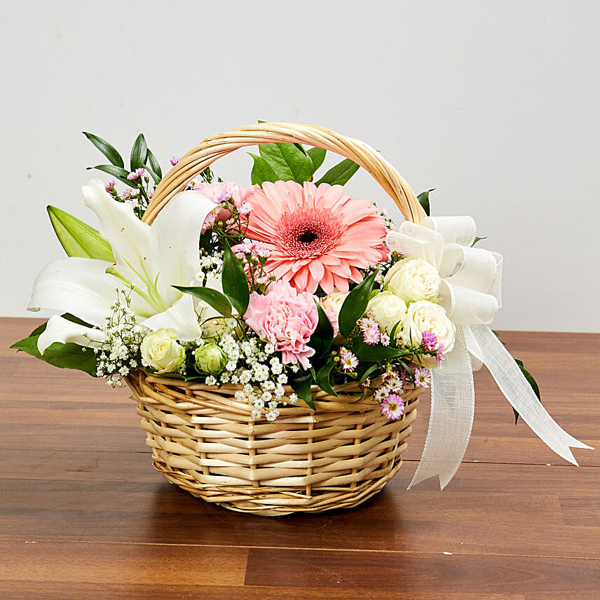 Basket Arrangement Of Gorgeous Flowers: Send Flowers to Qatar