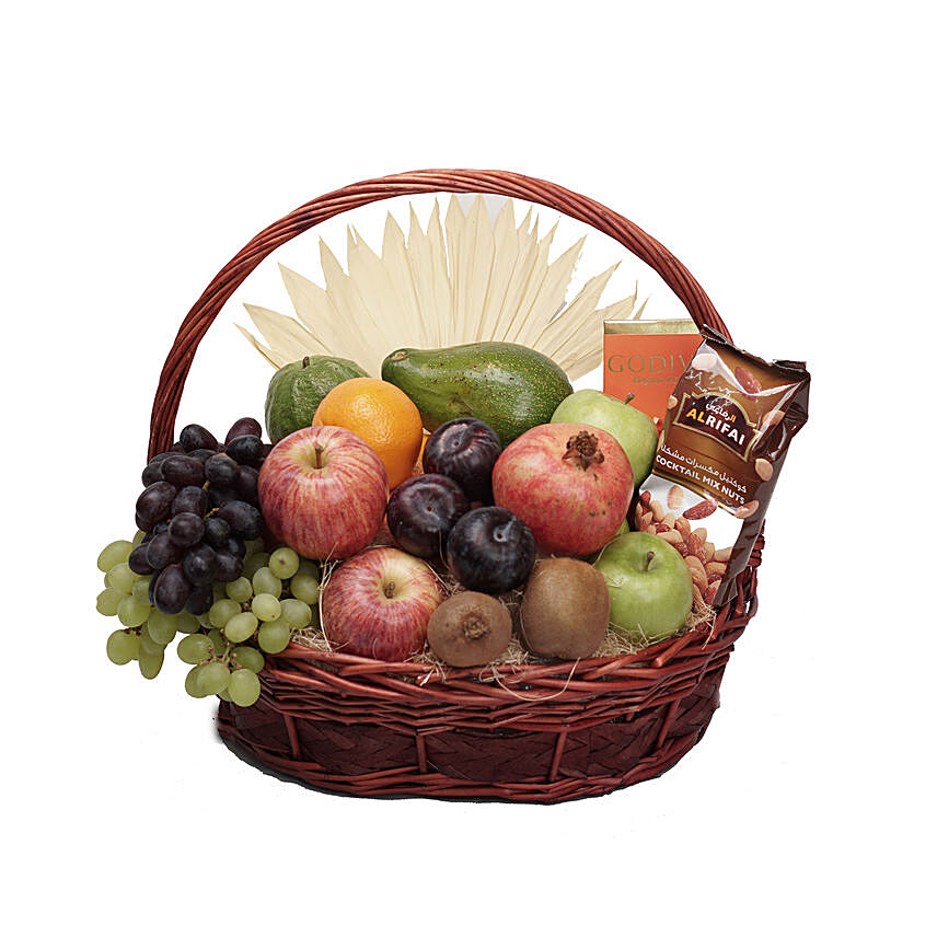 Fruits With Chocolate & Nuts Gift Basket: 