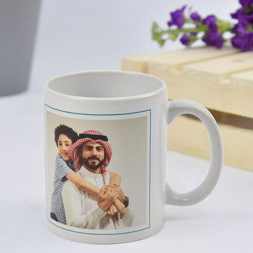 كوب مع وسادة بيضاء مطبوعة مسبقاً مخصصة للأب: 