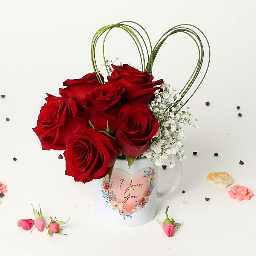 Roses in Mug For The One U Love: Send Romantic Gifts To Qatar