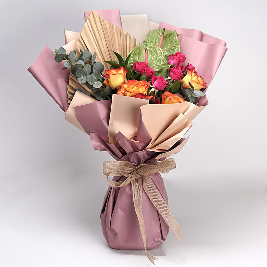 Blissful Mixed Flowers Bouquet: Send Birthday Flowers To Qatar