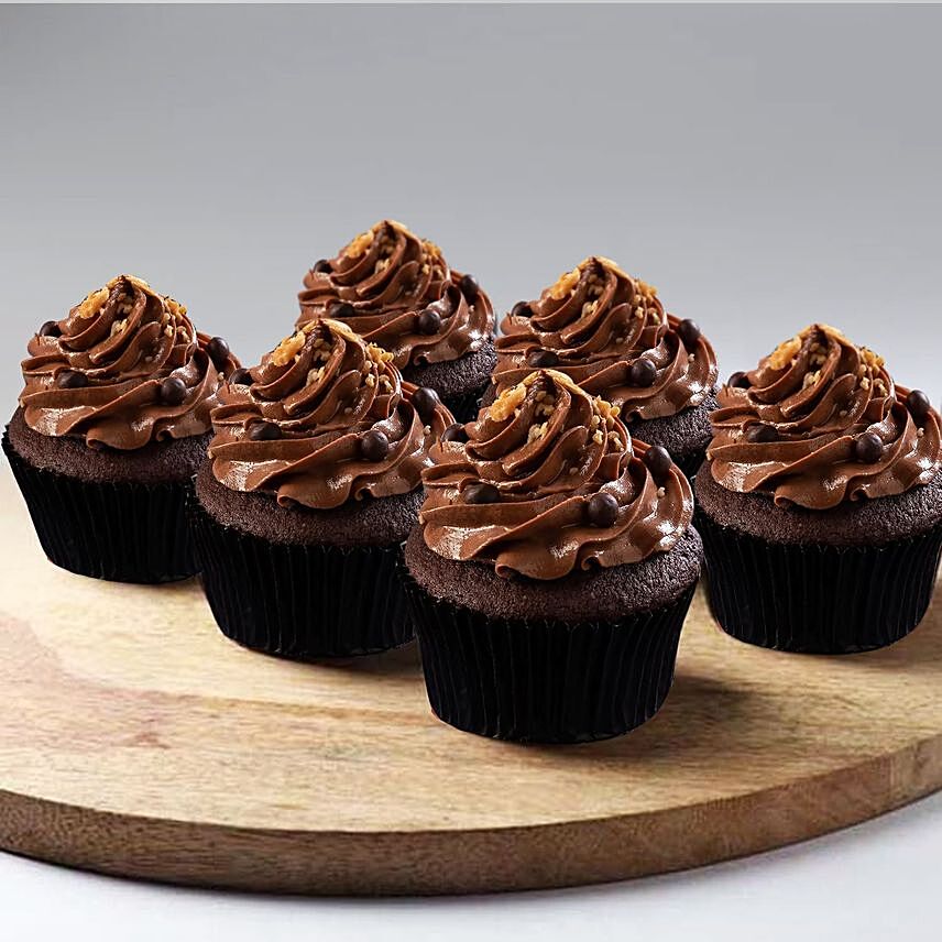 Chocolate Hazelnut Cupcakes 6Pcs: Send Anniversary Gifts To Qatar