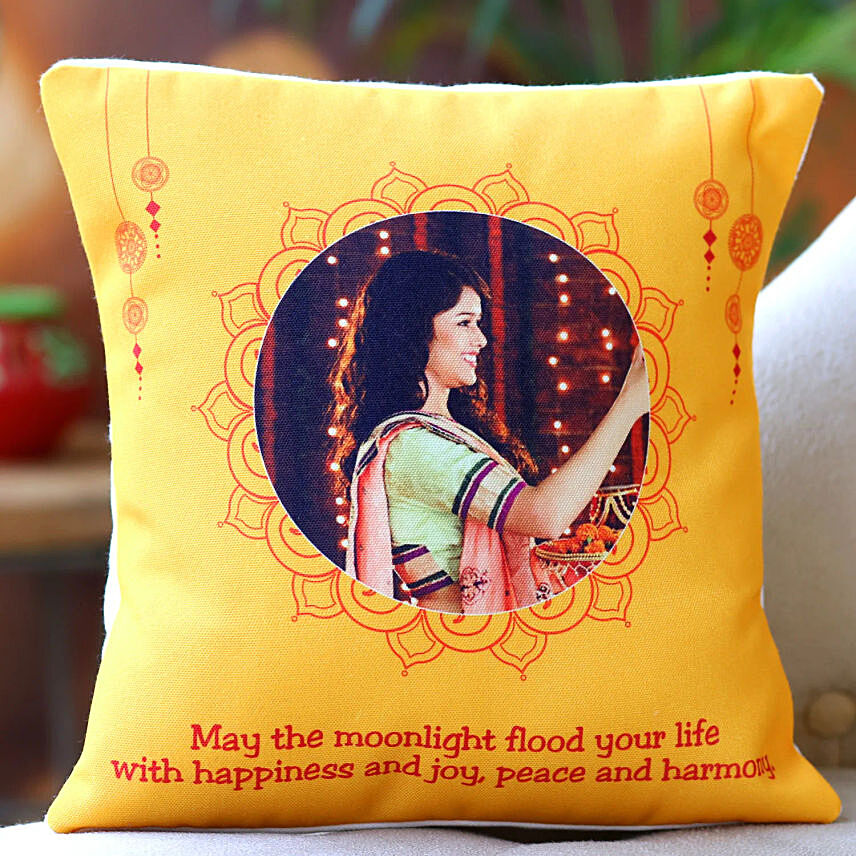 Personalised Happy Karwa Chauth Cushion: 