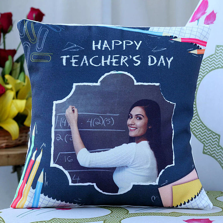 Teachers Day Greetings Personalised Cushion: Send Personalised Gifts To Qatar