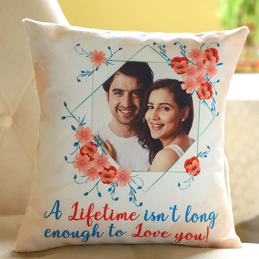 Loving You For A Lifetime Personalised Cushion: Send Romantic Gifts To Qatar