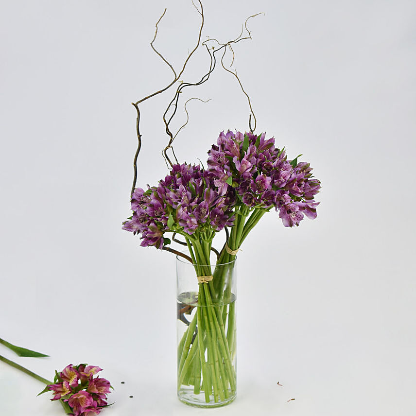 Purple Peruvian Lilies arrangement: 