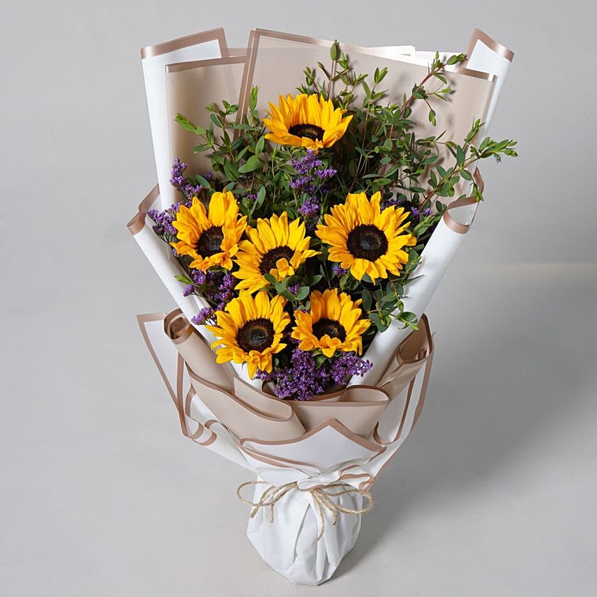 Cheery Sunshine Floral Bouquet: Send Sunflower To Qatar