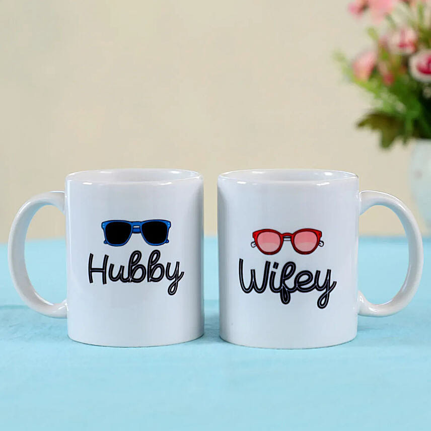 Hubby Wifey Mug Set: Send Romantic Gifts To Qatar