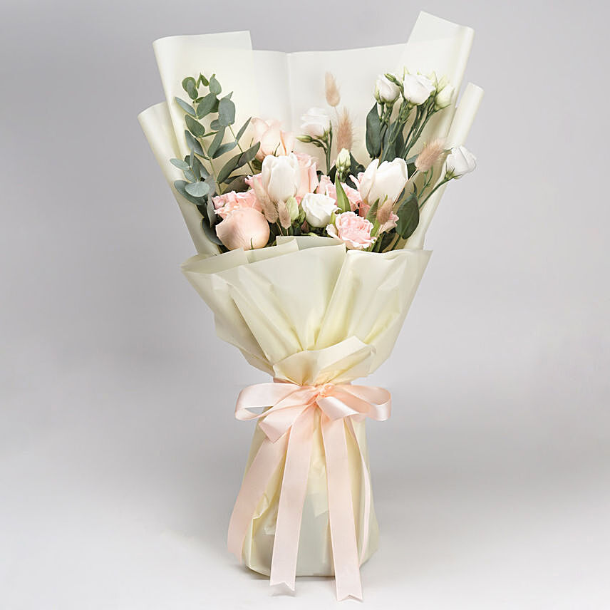 Serene Mixed Flowers Bouquet: 
