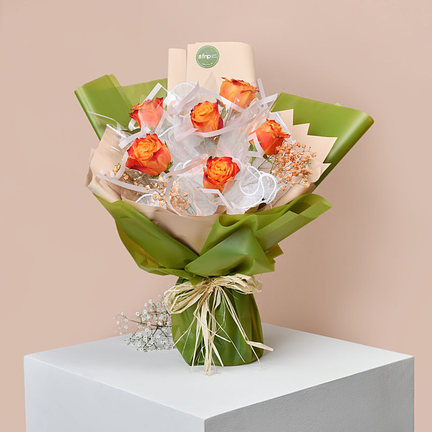 Bouquet Of Orange Roses QT: Send Combos To Qatar