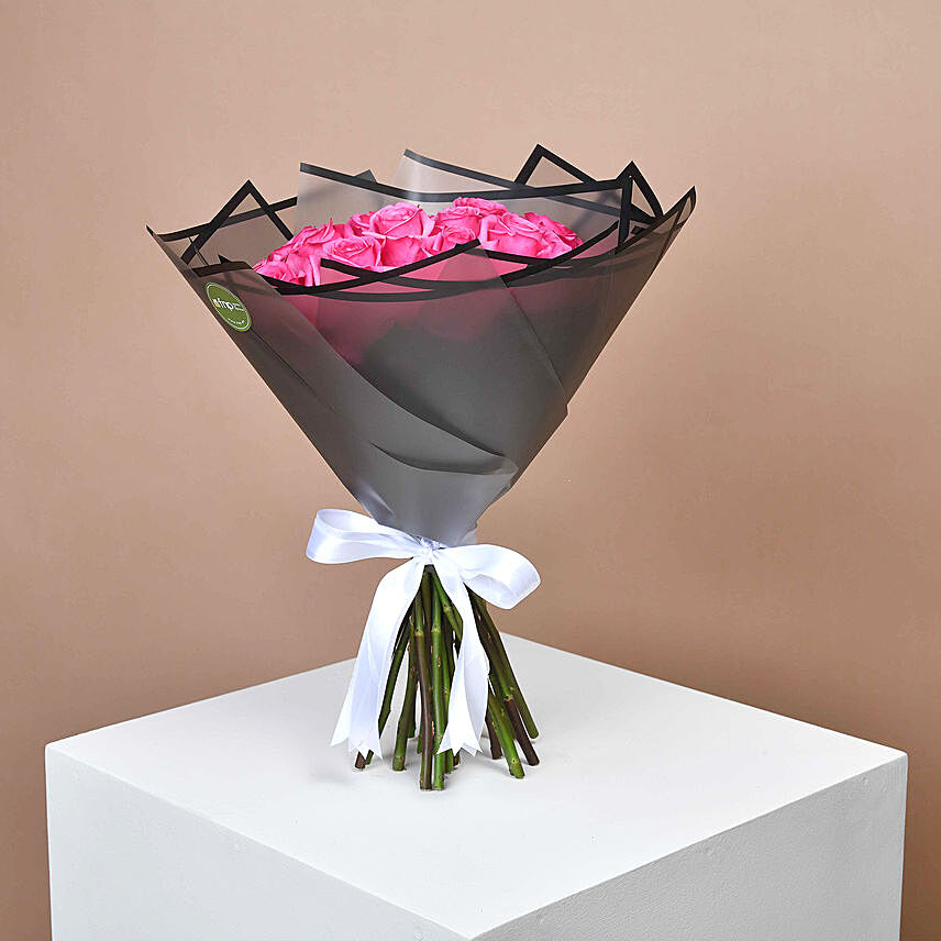 Eternal 20 Pink Fresh Roses Bouquet: Send Birthday Flowers To Qatar