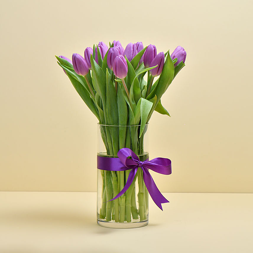 Purple Tulip Arrangement QT: Send Mothers Day Gifts to Qatar