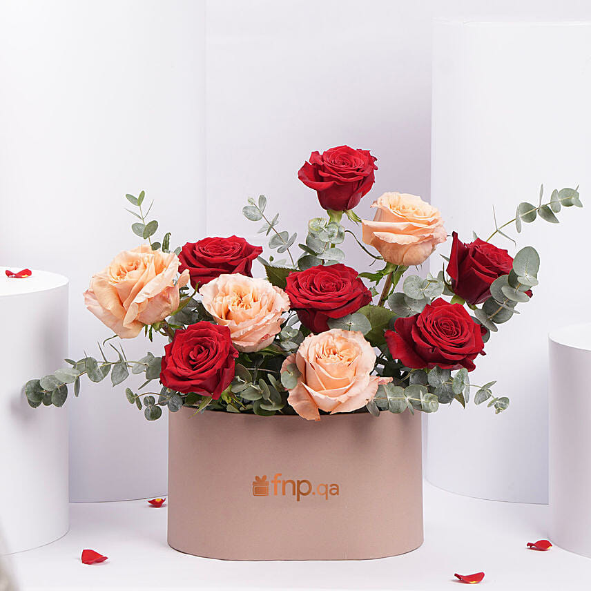 Sweet Blend of Peach & Red: Flower Delivery Qatar