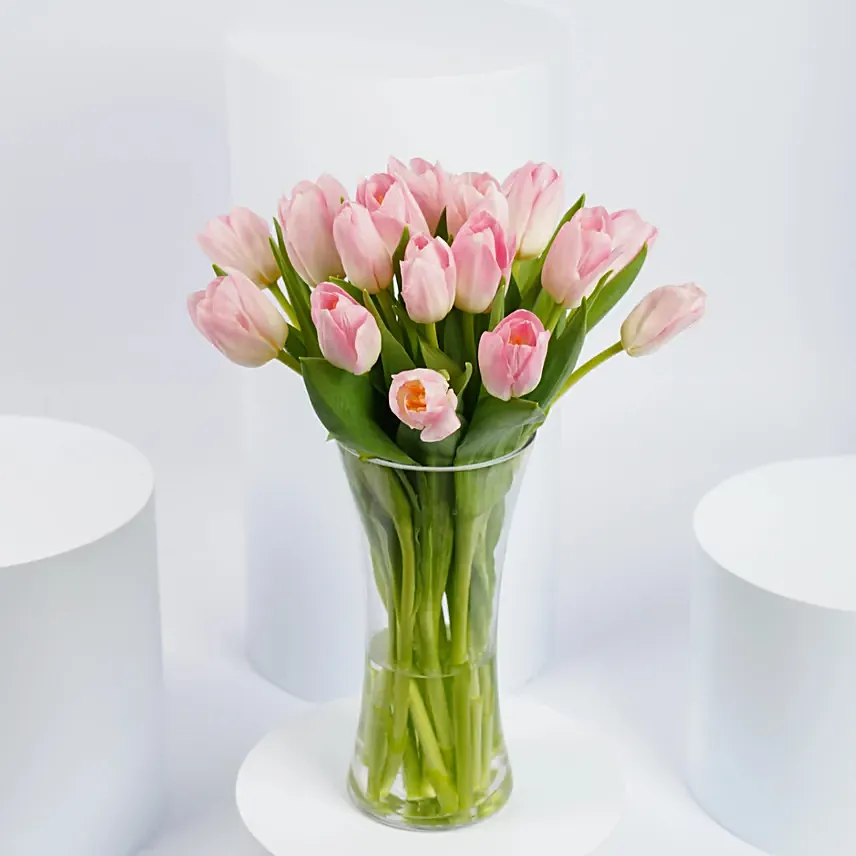 Pink Tulips Arrangement Standard: Send Birthday Gifts to Qatar