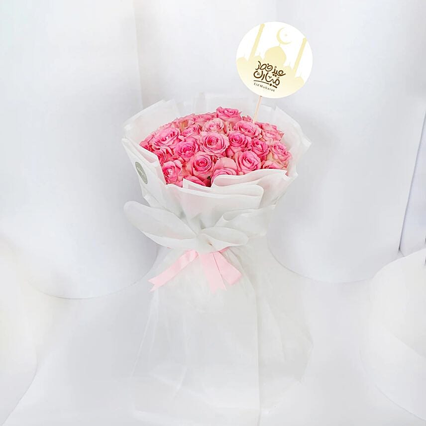 Pink Roses Bouquet for  Eid: Flower Bouquet To Qatar