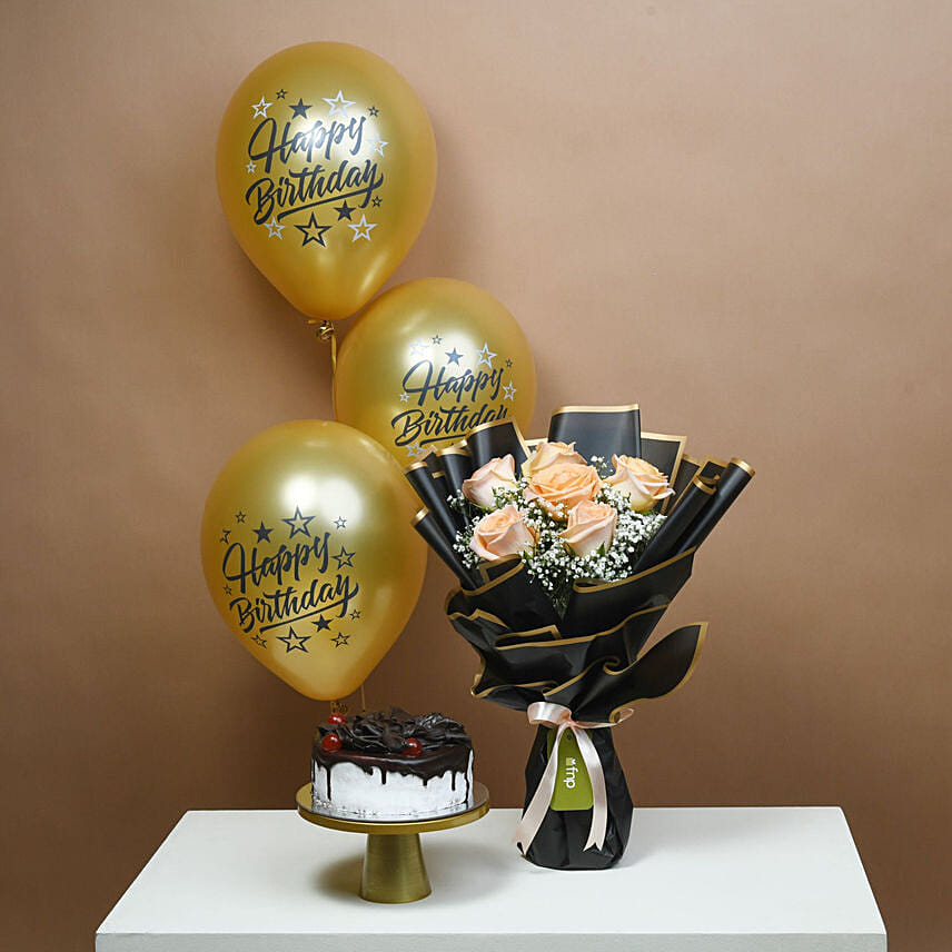 Peachy Rose Ensemble with Cake Surprise Combo: 