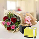 Beautiful Roses & Patchi Chocolates 250 gms